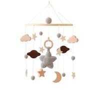 Hochet En Bois Pour Bébé De 0 À 12 Mois,Version Améliorée,Mobile Sur Le Lit,Boîte À Musique Pour,Cloche De Lit,Support,Cpull - Type Grey