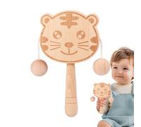 Hochet en bois pour bébé Jouet Tambour Tigre Double Face À Secouer