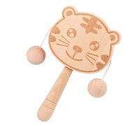 Hochet en bois pour bébé | Tambour double face en forme de tigre | Stimulation sensorielle facile à prendre en main en forme de tigre pour l'ouïe, la cognition, la motricité et le développement