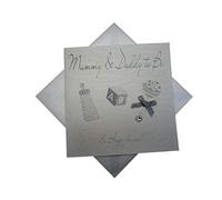 Hochet en coton blanc avec inscription « Mummy and Daddy To Be » (argent)