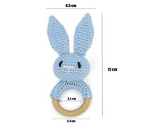 Hochet En Crochet Avec Bracelet Sucette En Bois Pour Bébé,Anneau Tewindsor,Produit Mobile Pour Landau,Cadeaux Pour,1 Pièce - Type Blue