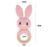 Hochet En Crochet Avec Bracelet Sucette En Bois Pour Bébé,Anneau Tewindsor,Produit Mobile Pour Landau,Cadeaux Pour,1 Pièce - Type Pink