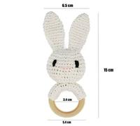 Hochet En Crochet Avec Bracelet Sucette En Bois Pour Bébé,Anneau Tewindsor,Produit Mobile Pour Landau,Cadeaux Pour,1 Pièce - Type White