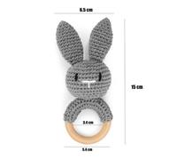 Hochet En Crochet Avec Bracelet Sucette En Bois Pour Bébé,Anneau Tewindsor,Produit Mobile Pour Landau,Cadeaux Pour,1 Pièce - Type Gray