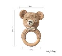 Hochet En Crochet Avec Bracelet Sucette En Bois Pour Bébé,Anneau Tewindsor,Produit Mobile Pour Landau,Cadeaux Pour,1 Pièce - Type Bear #A