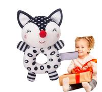 Hochet en peluche,Animal en peluche avec hochet renard | Jouets à saisir en peluche hochets doux - Jouets sensoriels hochet noir et blanc, jouet hochet renard en peluche pour âgés de 0 à 3 ans, exerci