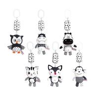 Hochet en peluche doux pour nouveau-né, siège auto, poussette de voyage, vent noir et blanc, tendance e Fox