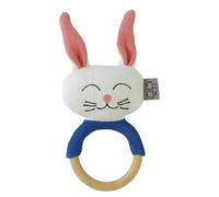 Hochet lapin coton anneau dentition bois