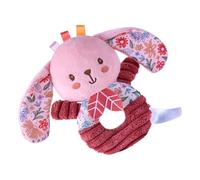 Hochet Lapin Hochet sensoriel à main, anneau doux en peluche rose | animaux moelleux mignons Anneau Secoueur Rembourré Rose Jouet Main Sensoriel Pour Garçons Et Filles