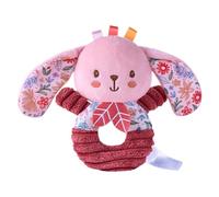 Hochet Lapin Hochet sensoriel à main, anneau doux en peluche rose | Lapin Et Éléphant Anneau Secoueur Rembourré Rose Jouet Main Sensoriel Pour Garçons Et Filles