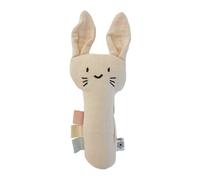Hochet Lapin Tissu Lange de Coton Bio GOTS Coquille Sable