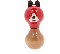Vilac - Hochet en bois Lucien le chien (Boizoos) - Jouet d'éveil en bois massif Ø 6 x 13 cm - Rouge