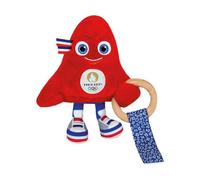 Hochet mascotte jeux olympiques 2024 avec anneau en bois - 17 cm