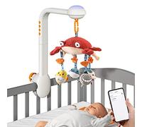 Hochet Musical pour Lit de bébé avec Pendentifs de Dessin animé Mignons | Projecteur d\'étoiles, 4 modes musicaux, rotation à faible bruit, favorise le développement de la vision, matériaux sûrs