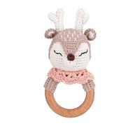 Hochet pour bébé fille et garçon à partir de 0 mois - Hochet en crochet fait main pour bébé, pour dentition de bébé, anneau de préhension crocheté | Cadeau de naissance, baptême, fête prénatale