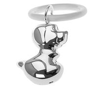 Hochet pour enfant avec anneau de dentition - Motif chien - Plaqué argent - Dans une boîte cadeau élégante - Cadeau de baptême et naissance