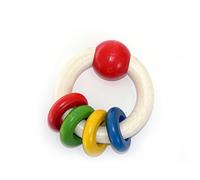 Hochet rond avec 4 anneaux jouet en bois de hochet en bois de hochet de l'enfant 90 x 90 x 60