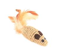 Hochet souris pour chats - Jouet en corde avec queue en plumes | Jouet couineur pour chat, jouet flexible interactif à plumes pour chats et chatons