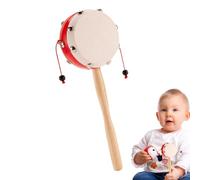 Hochet tambour singe - Musical portable pour, jouet instrument de percussion, poignée amovible, shaker en bois pour bébé | Jouet de développement de rythme coloré pour anniversaire, noël, nouv