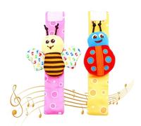 Hochets À Main - Ensemble De Jouets En Peluche En Coton Pour Copains De Poignet | Bracelet Léger Pour Bracelets D'apprentissage | Cadeau De Dentition Pour Bébé, Développement Sensori