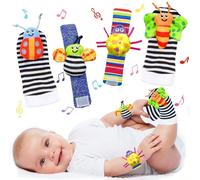 Hochets de chaussettes de bébé et jouets de poignets. Hochets de poignet et de pied pour bébé nouveau-né. Jouets de main et de pied, bracelet de bras, hochet de pied pour bébé. Jouets de bébé de 0 à 6