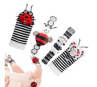 Hochets De Poignet Et De Cheville - Chaussettes À Hochet Pour Bébé, Jouet Sensoriel Doux, Hochet De Pied Et Ensemble De Bracelets | Pour La Stimulation Du Développement, Jeu De Noël, Sommeil À La Mais