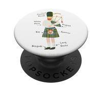 Hochland Joueur de Cornemuse écossais Kilt Écosse Musique PopSockets PopGrip Adhésif