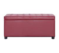 Hocker de Rangement 87,5 cm Simili Cuir Vin Rouge avec Compartiment de | Siège rembourré en mousse, couvercle réversible comme table, cadre en bois robuste, cuir synthétique amovible, multifonction