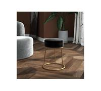 vidaXL Tabouret rond pouf velours noir - repose-pied d'intérieur pour salon et chambre