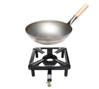 Hockerkocher-Set (Petit) Avec Brûleur à Gaz Et Stahlwok Ø 30 CM