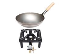 Hockerkocher-Set (Petit) Avec Stahl-Wok Ø 30 CM - Ideal pour Camping/Profiköche