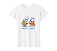 Hockey Drop The Puck, C'est Parti! T-Shirt Graphique avec Valeur, Femme, Blanc, S
