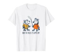 Hockey Drop The Puck, C'est Parti! T-Shirt Graphique avec Valeur, Homme, Blanc, M
