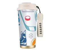 Hockey Elements Bouteille d'eau créative avec couvercle à paille en acier inoxydable à large goulot isotherme anti-fuite pour femme Blanc