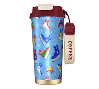 Hockey Elements Bouteille d'eau créative avec couvercle à paille en acier inoxydable à large goulot isotherme anti-fuite pour femme - Rouge