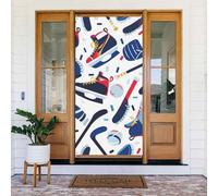 Hockey Elements Creative Motif imprimé Bannière de porte à suspendre Décoration de porte Rideau de porte en tissu pour vacances Intérieur Extérieur Décor