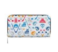 Hockey Elements Creative Motif Imprimé Casual Pochette Portefeuille pour femme Capacité Portefeuille élégant Voyage Noir, Taille unique, Art, Noir, Taille unique, Art Noir, Taille unique, Art, Noir ,