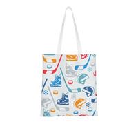 Hockey Elements Creative Pattern Fashion Canvas Tote Bag With All Over Print Design, Large Cabas Cabas Réutilisable avec Double Poignées, Sac de Plage Sac de Week-end