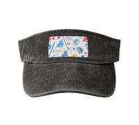 Hockey Elements Creative Pattern Print Fashion Hat for Sports Outdoor Activities Washed Baseball Cap Vintage Classic, Noir , Taille unique