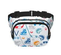 Hockey Elements Creative Pattern Print Fashion Waist Packs Square Layer Waist Bag Black Belt Bag with Adjustable Strap, noir, One Size