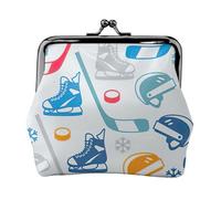 Hockey Elements Creative Pattern Print Porte-monnaie compact 11,5 x 10,5 cm Mini portefeuille mignon avec pochette étanche Kiss Lock
