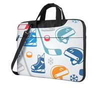 Hockey Elements Creative Pattern Print Sac pratique élégant et protecteur pour ordinateur portable Sac souple polyvalent pour homme et femme, Noir , 14 inch