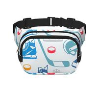 Hockey Elements Creative Pattern Print Workout Accessory Square Double Layer Waist Bag Trendy Travel for Men and Women