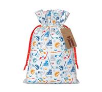 Hockey Elements Creative Pattern Printing Sac de Noël avec cordon de serrage pour tous les adultes pour offrir des cadeaux d'Halloween