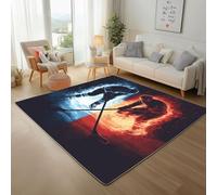 Hockey Extrême Tapis Salon 80x150cm Adulte Moderne Athlète de Glace et de Feu Rug Lavable Antidérapant Doux Poils Ras Moelleux Tapis D'entrée Intérieur, Moquette Chambre, Descente de Lit