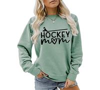 Hockey Mom Sweatshirt Women Vintage Letter Print Long Sleeve Shirt Casual Oversize Pullover Tops for Mom Gift