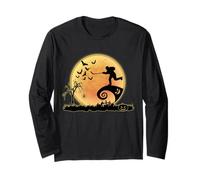 Hockey Player and Moon Silhouette Funny Halloween Costumes Manche Longue