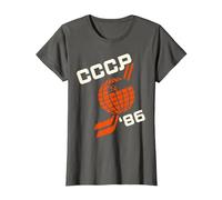 Hockey sur Glace UDSSR Russe cyrillique T-Shirt, Femme, Asphalte, XS