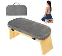 Hocomay Banc de méditation avec coussin, tabouret de méditation pliable en bambou pour femme, banc de prière Seiza, banc de méditation à genoux, idéal pour la méditation, la prière, le yoga (gris)
