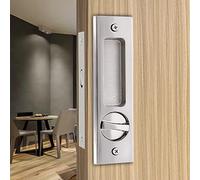 Hoconnie Verrou de porte de poche de 16 cm avec clé, serrure à mortaise pour porte coulissante encastrée, double serrure de porte de grange, quincaillerie invisible pour porte de 4,5 cm à 4,5 cm